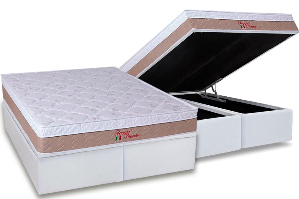 Cama Box Baú: Colchão Ortopédico Orthoflex Foggia Premier + Base CRC Courano White