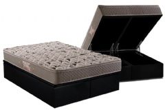 Cama Box Baú: Colchão Anatômico Herval AG65 Fort Black Firme Pillow Top + Base CRC Suede Black