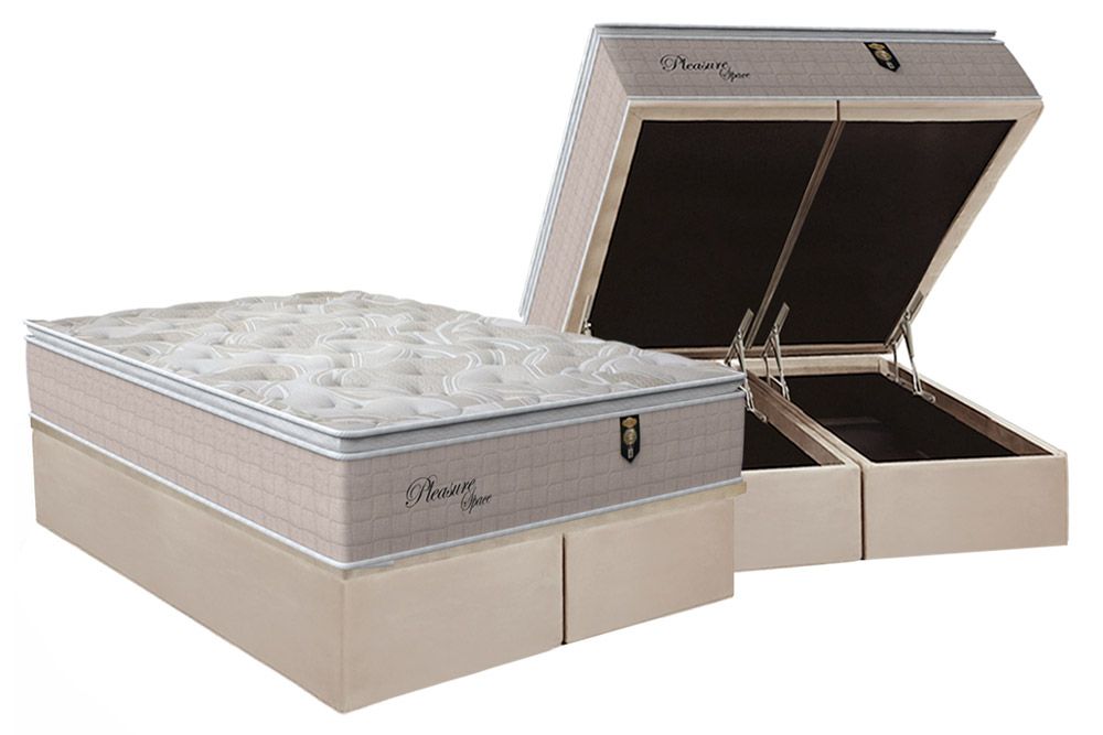 Cama Box Baú CRC +Colchão Molas Pleasure Orthoflex