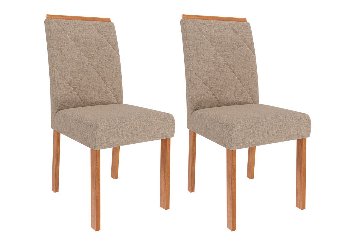 Cadeira Jantar Fernanda Wood Kit 2Un Carvalho/Suede Joli Marrom Cimol