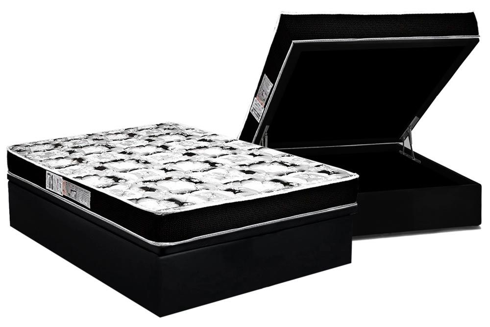 Cama Box Baú CRC +Colchão D23 RolandGarros Luckspuma