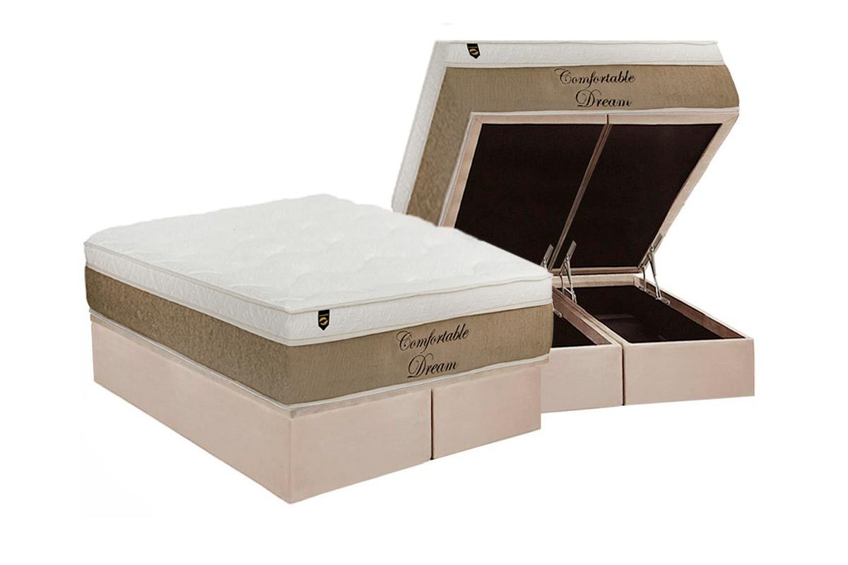 Cama Box Baú CRC +Colchão Molas Dream Luckspuma