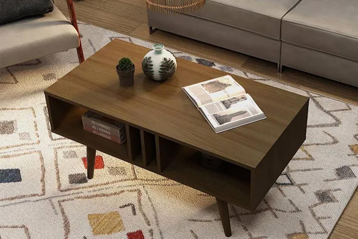 Mesa Centro Sala MC2226 c/2 Nichos Amêndoa Tecno Mobili