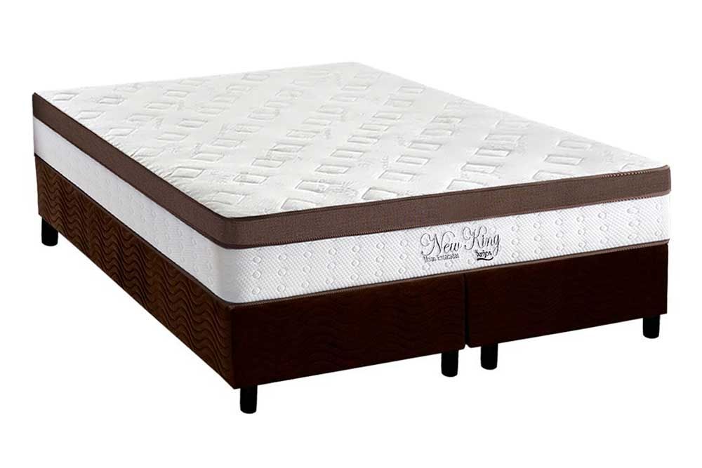 Cama Box : Colchão Molas Anjos Superlastic Anjos New King Pillow Top 35 + Base CRC Suede Brown