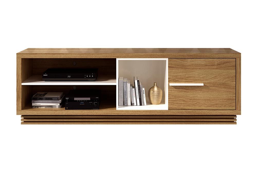 Rack Bancada p/ TV até 65 Pol RA2002 c/1 Porta e 3 Nichos 180cm Capuccino/Off White Tecno Mobili