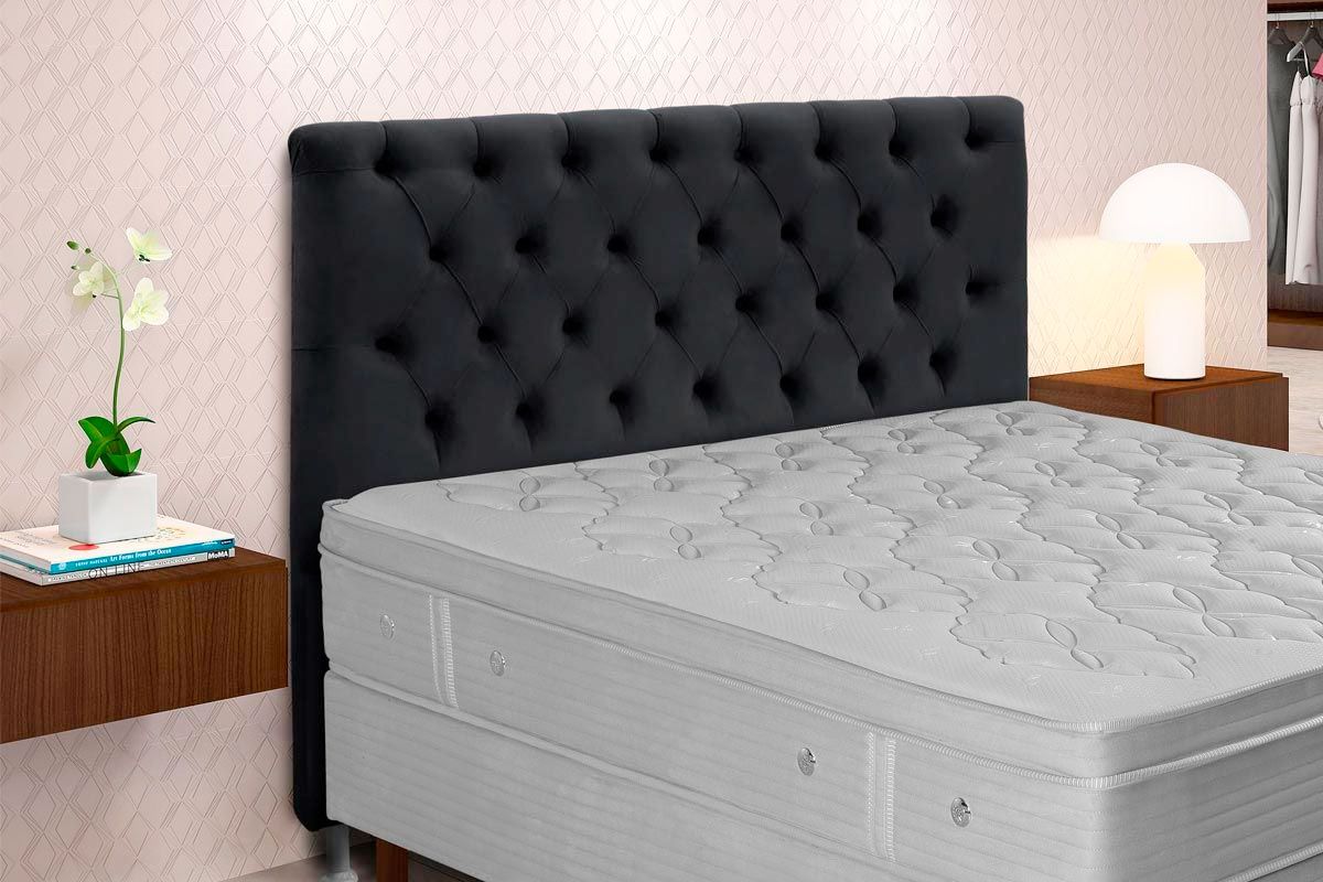 Cabeceira Box Estofada Simbal Embaixatriz Suede Marrom