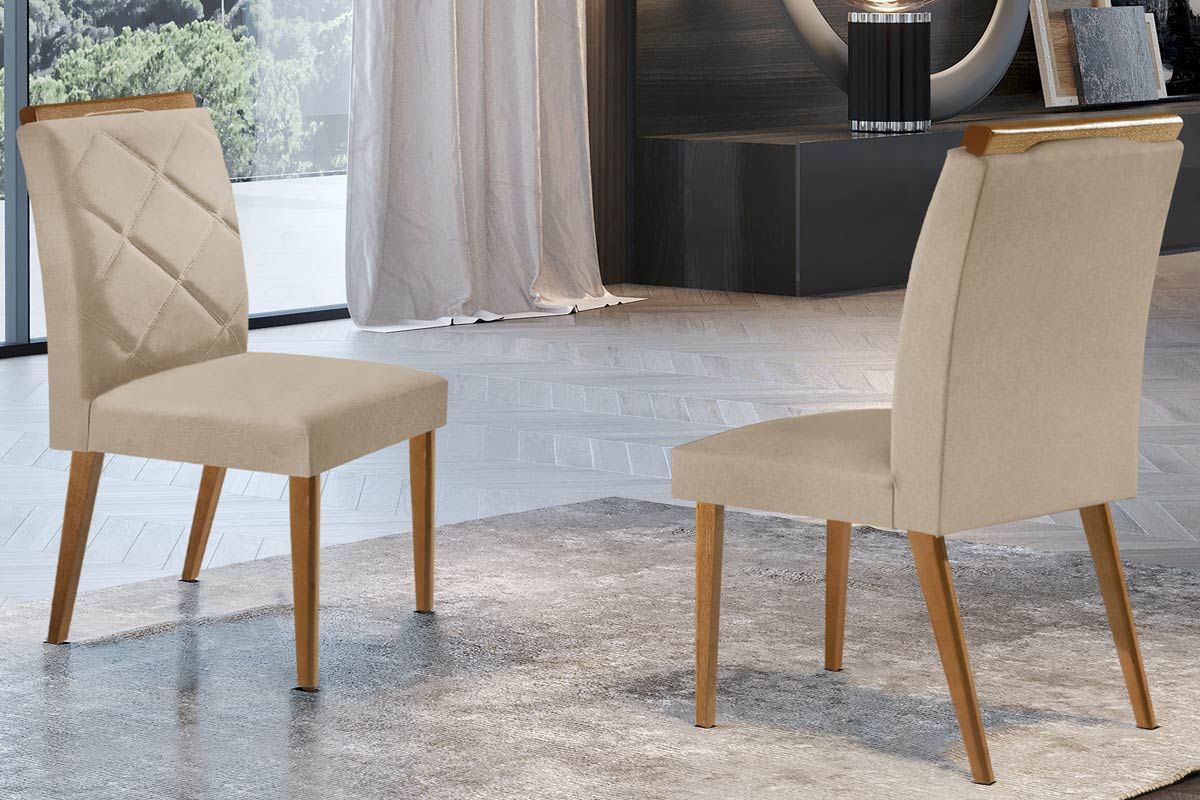 Cadeira Jantar Melissa Kit 2Un Madeira Capuccino/Suede Grafite Rufato