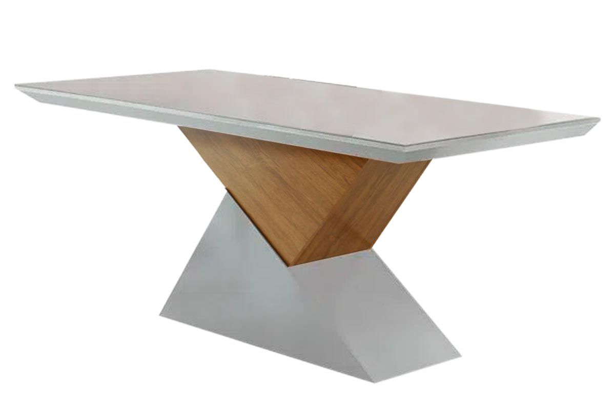 Mesa Jantar Dubai c/Tampo MDF/Vidro 180cm Rufato