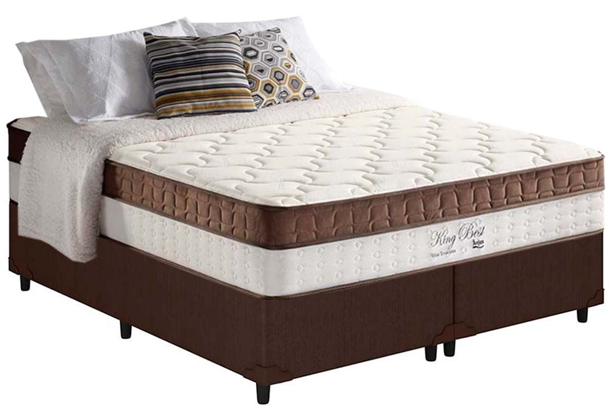 Cama Box CRC +Colchão Molas King Best Anjos