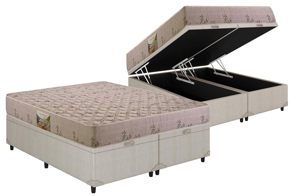 Cama Box Baú CRC +Colchão Espuma D33 Cannes Herval