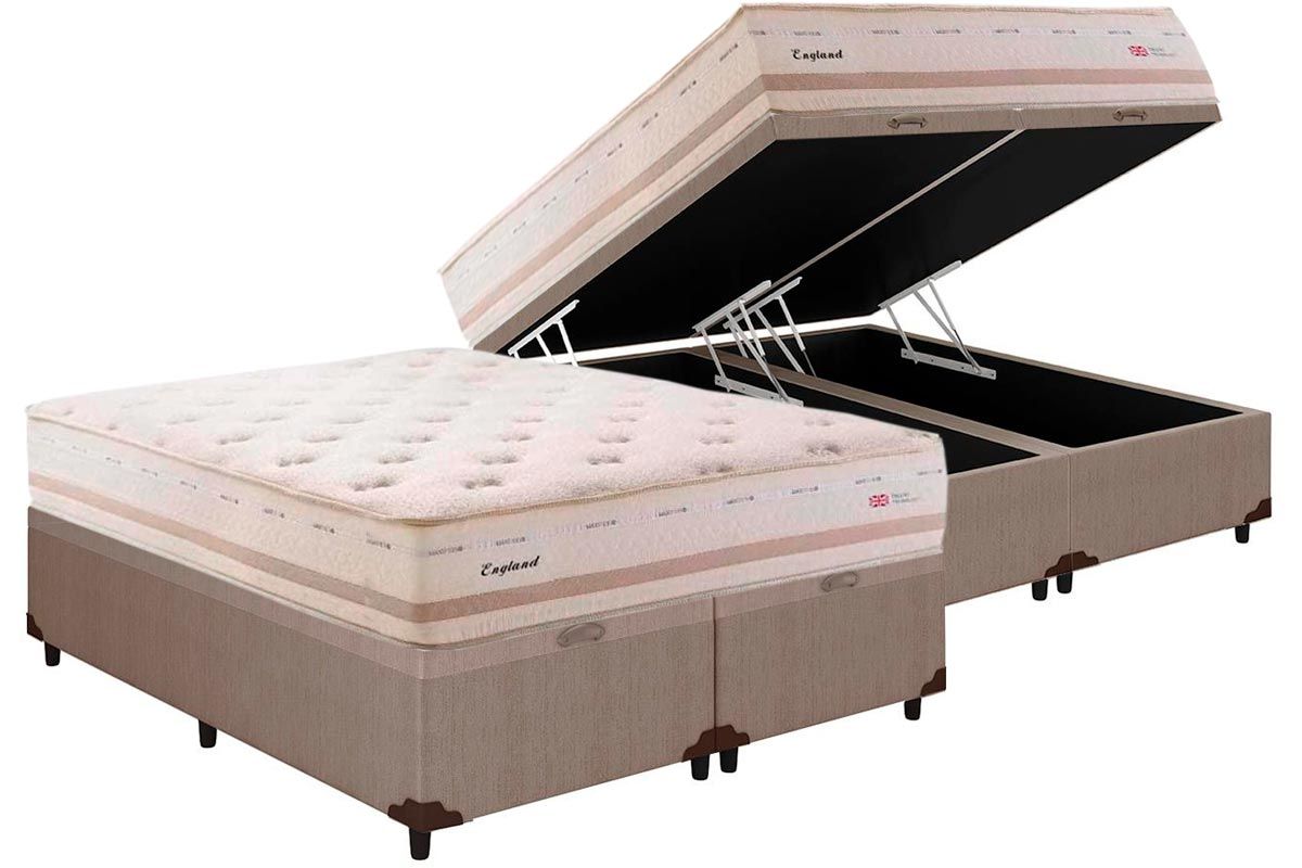 Cama Box Baú CRC +Colchão Molas England Herval