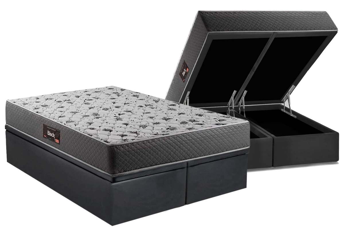 Cama Box Baú CRC +Colchão Ortopédico Black Herval
