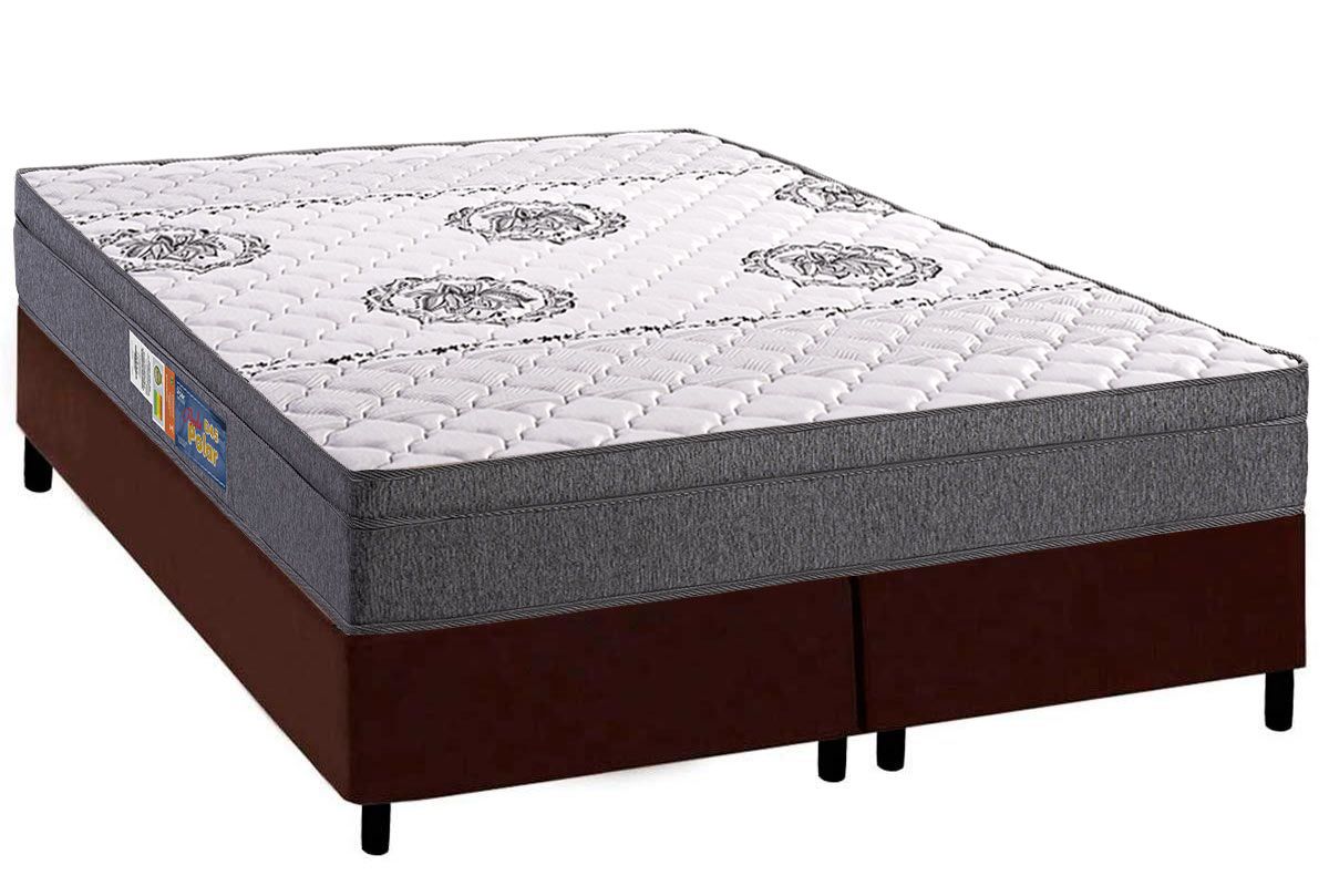Cama Box CRC +Colchão Espuma D45 Pérola Polar