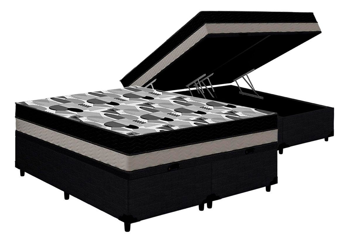 Cama Box Baú CRC +Colchão Ortopédico ISO100 Ortobom
