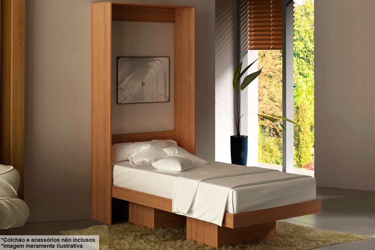 Cama Dobrável Multifuncional Articulada CM8015 Amêndoa - Tecno Mobili