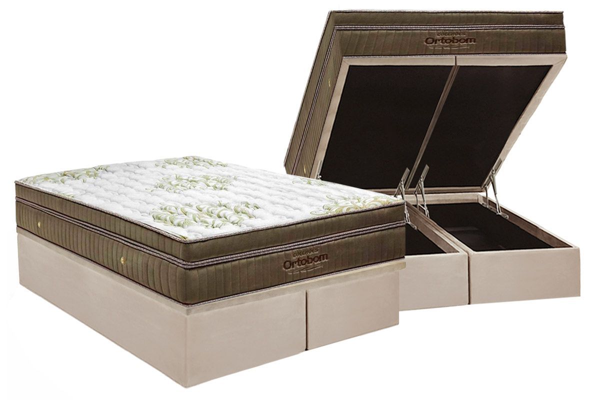 Cama Box Baú CRC +Colchão Molas Ultra Gel Ortobom