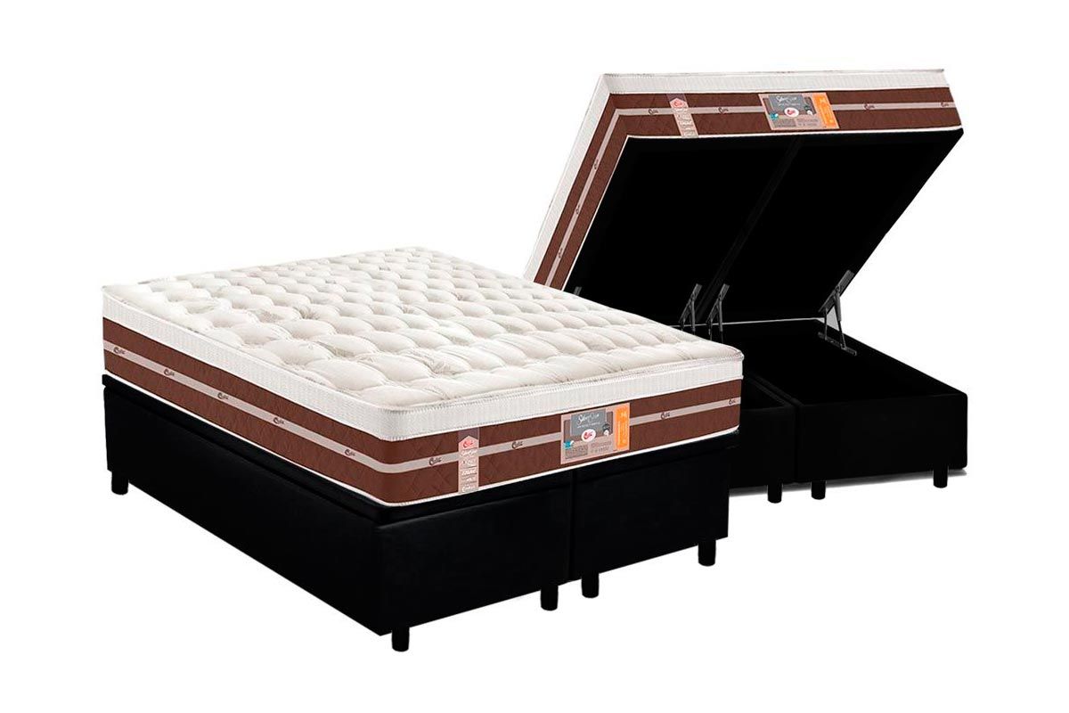 Cama Box Baú CRC +Colchão Molas S Star HD Castor