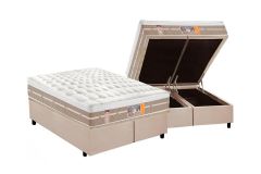 Cama Box Baú Filhão +Colchão Molas SilverStar Castor