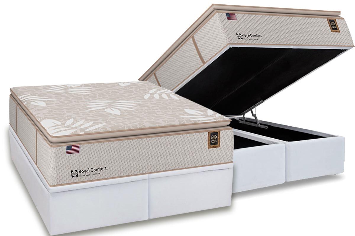 Conjunto Box Baú: Colchão Molas Sealy Posturepedic Royal Confort + Base CRC Courano Branco