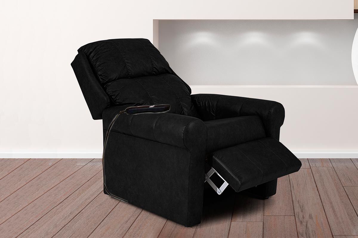 Poltrona Reclinável p/ Sala c/Massagem MH 1216 Two Way Corano Preto Herval