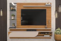 Painel Home p/ TV até 60 polegadas Ravi c/Prateleiras e Nicho 180x152cm DJ Móveis