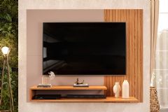 Painel Home p/ TV até 50 Polegadas Nando Ripado c/Prateleira 136x107cm DJ Móveis