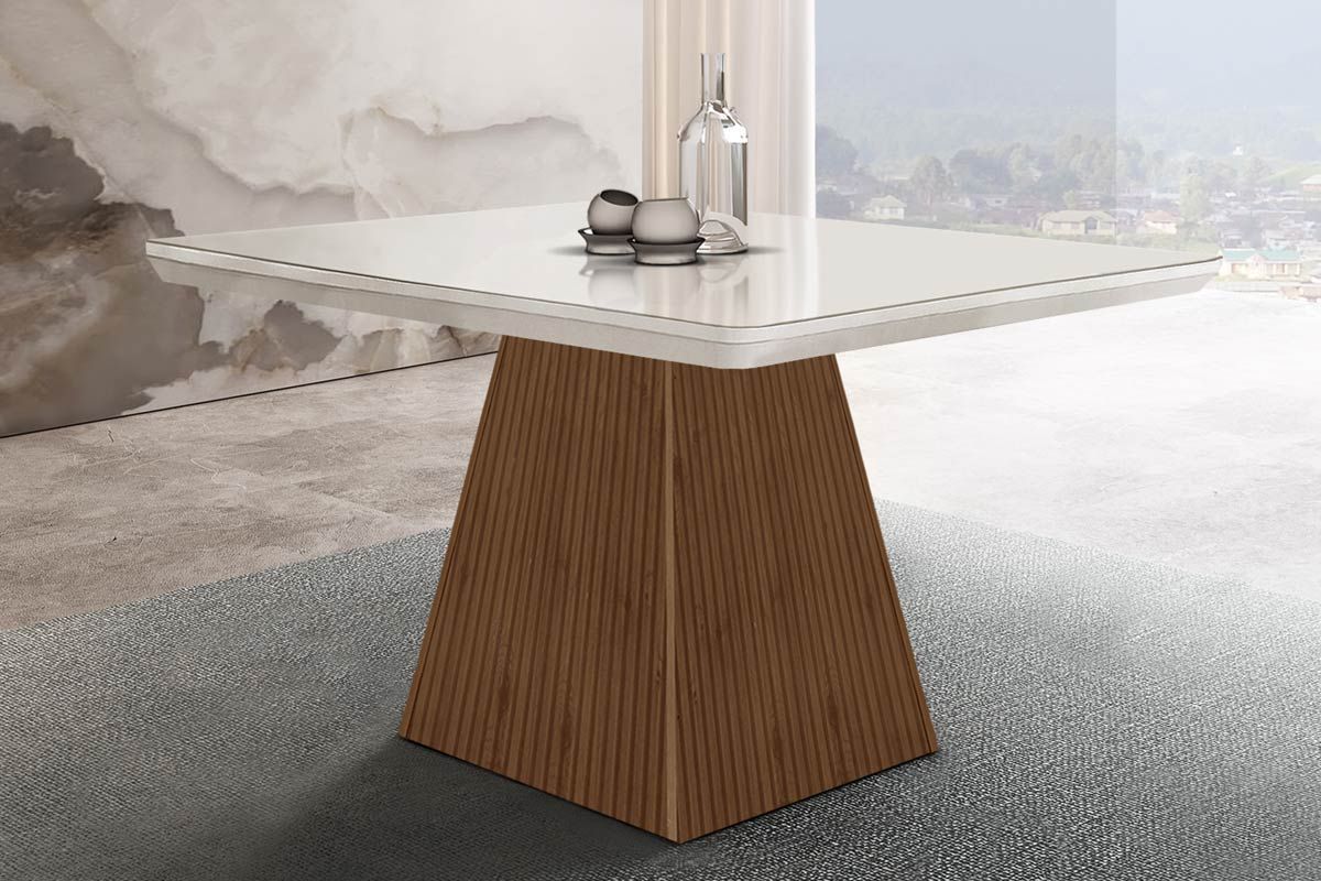 Mesa Jantar Luna c/Tampo MDF/Vidro 90cm Rufato