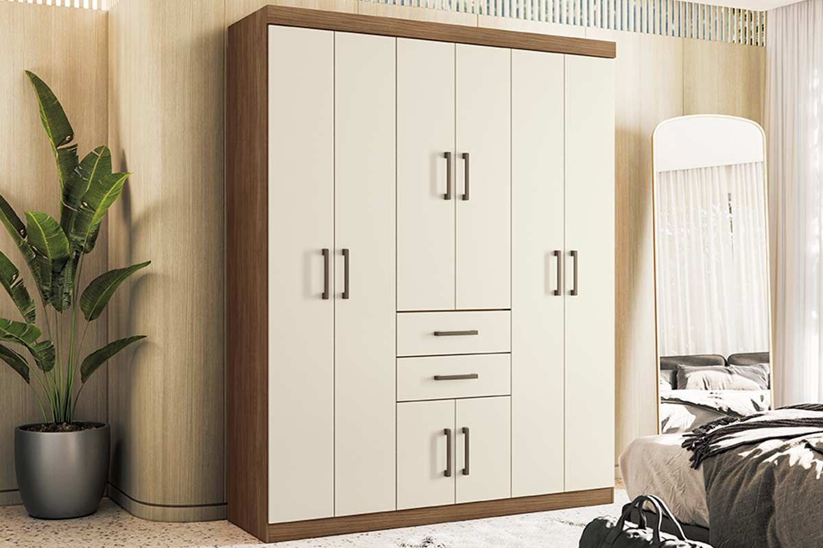 Guarda Roupa Solteiro 8 Portas e 2 Gavetas Verona 8.2 Branco S. Andirá
