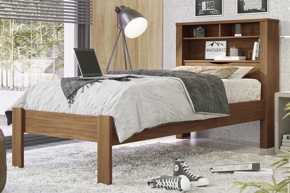Cama Solteiro Invicta c/Baú Jatobá S. Andirá