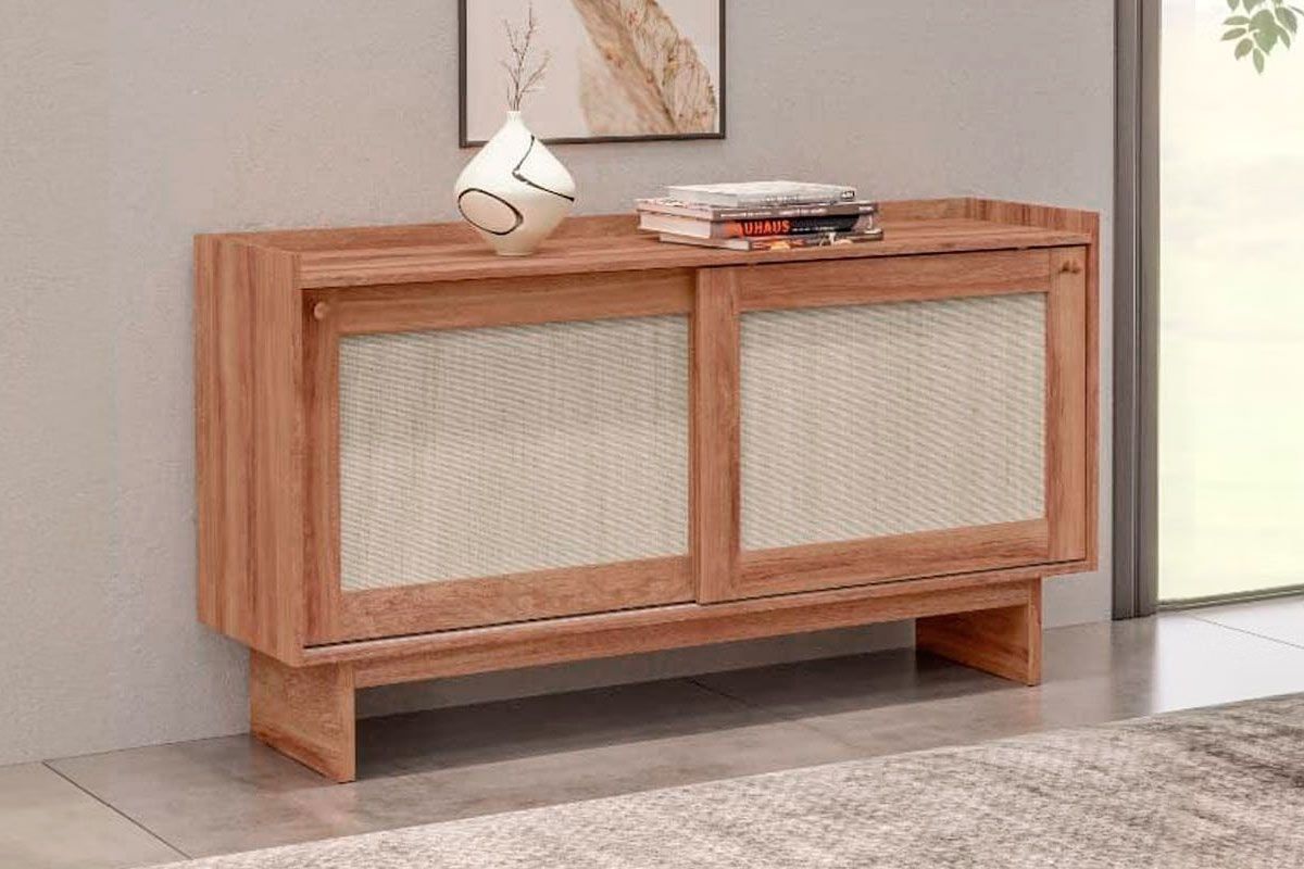 Buffet de Sala Jantar Átria 1295 c/2 Portas c/Tela Preto/Tela Sintetica Carraro