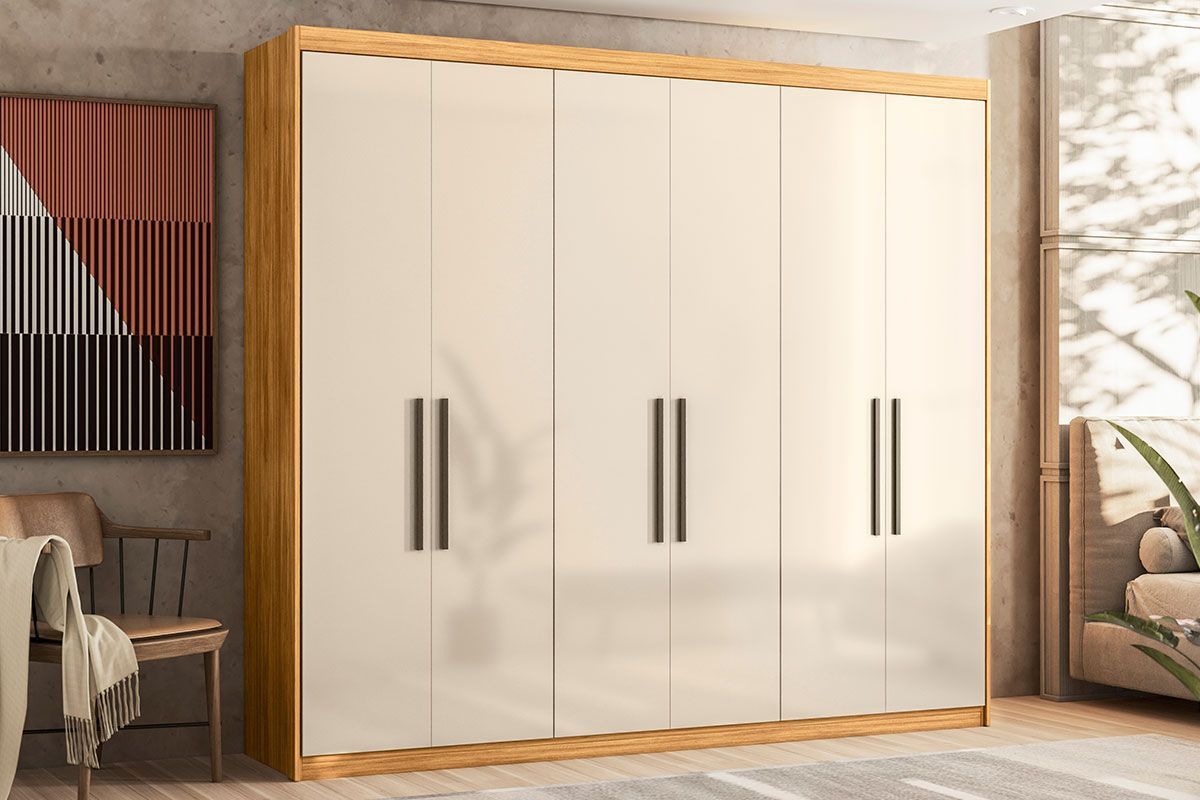 Guarda Roupa Casal 6 Portas 4 Gavetas e 3 Prateleiras Venice Plus Branco Demóbile