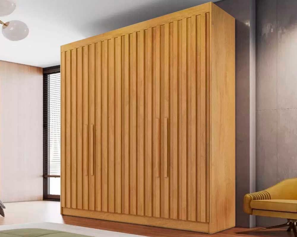 Guarda Roupa Solteiro 4 Portas Ripadas e 3 Gavetas Potente Europa