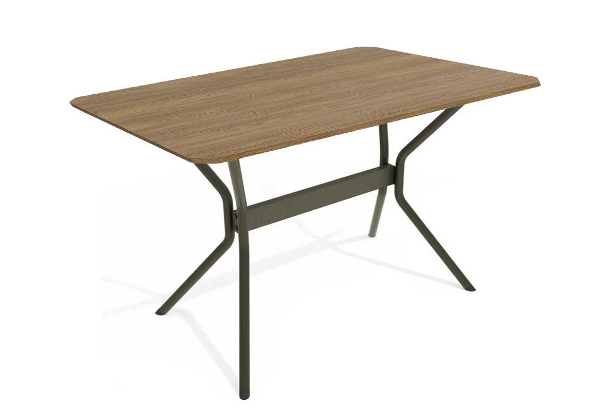 Mesa Jantar Loire Aço c/ Tampo Madeirado 136x90cm Kappesberg