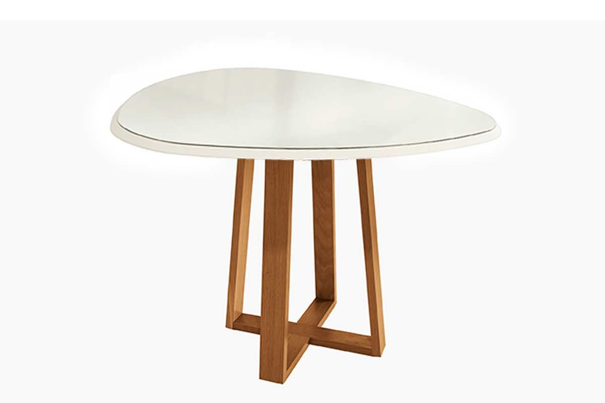Mesa Jantar Elma Madeira Maciça c/ Tampo Madeirado c/ Vidro 135x105cm Kappesberg