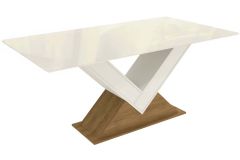 Mesa Jantar Amora c/ Tampo Madeirado c/ Vidro 160x90cm Kappesberg