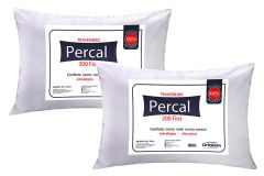 Travesseiro Fibras Pluma Kit 2un Percal 200Fios Ortobom