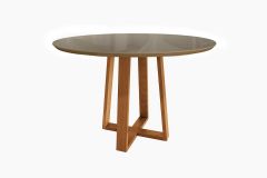 Mesa Jantar Elma Madeira Maciça c/ Tampo Madeirado c/ Vidro 120x120cm Kappesberg