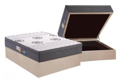 Cama Box Baú Filhão +Colchão Espuma D45 Pérola Polar