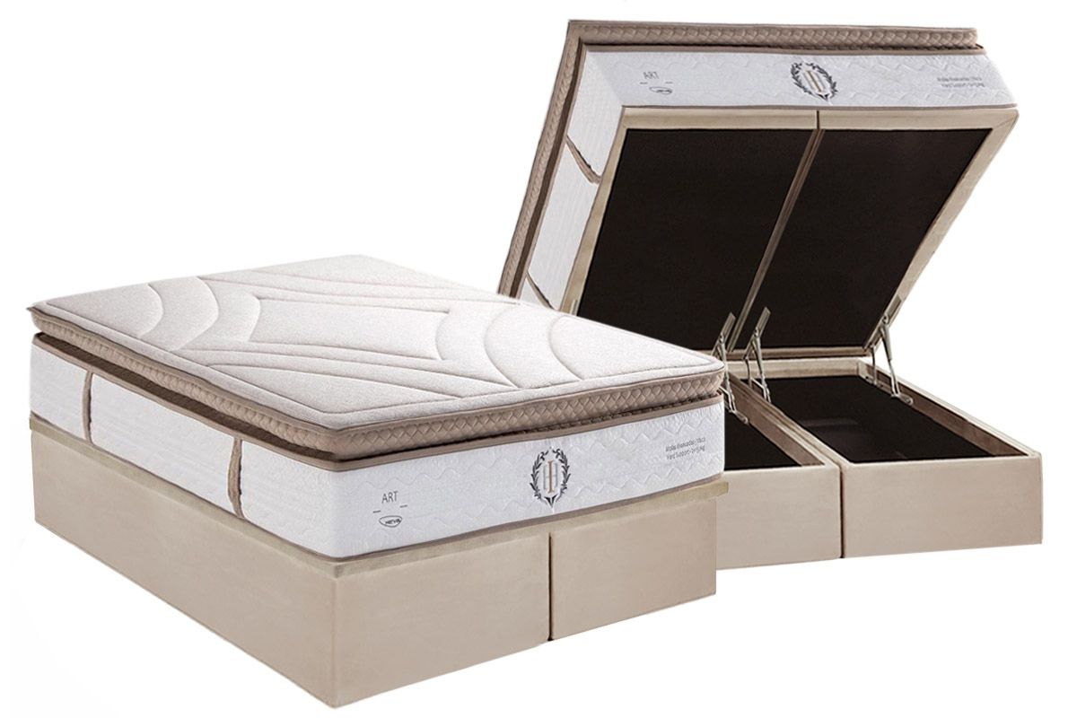 Cama Box Baú CRC +Colchão Molas Imperatore Herval