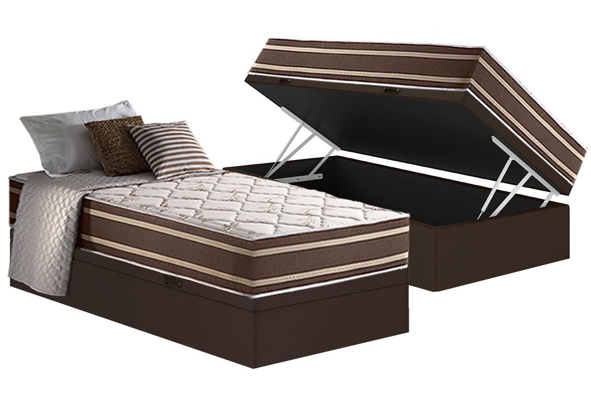 Cama Box Baú CRC +Colchão Molas Duo Sono Anjos