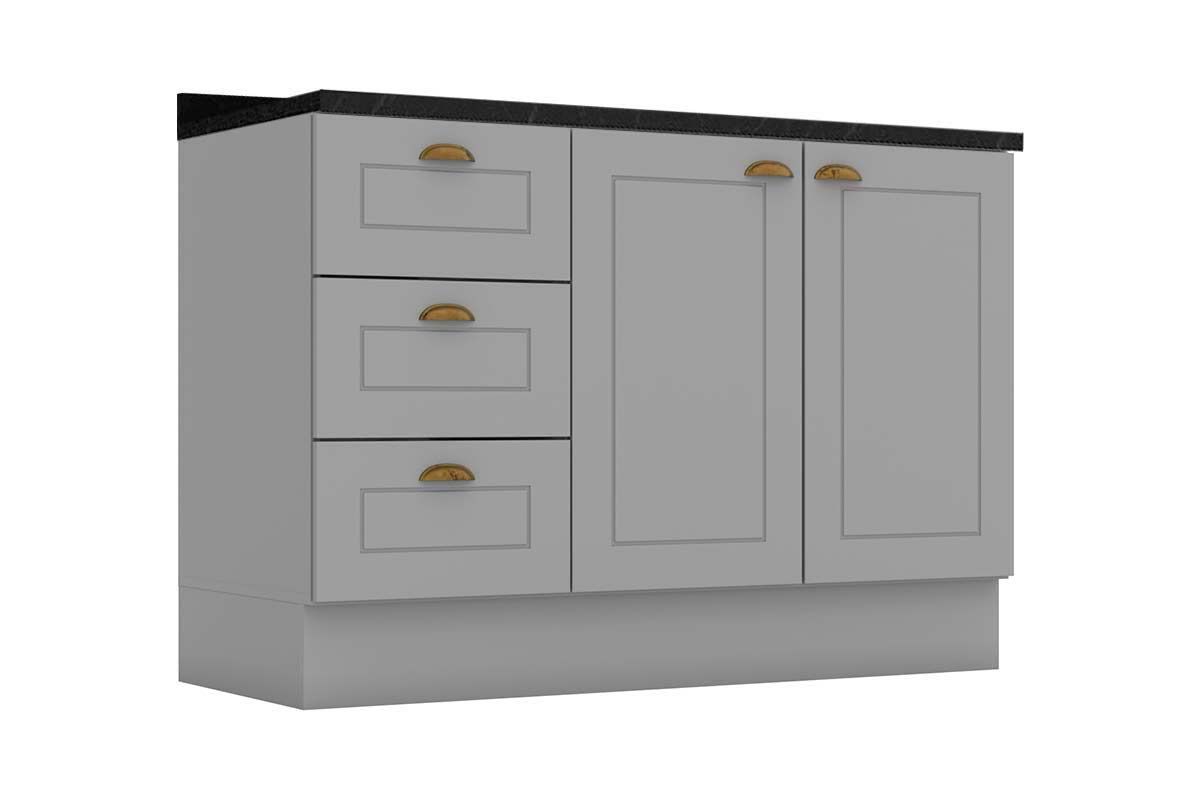 Balcão Cozinha Henn p/ Pia c/Tampo Americana c/2 Portas e 3 Gavetas 120cm