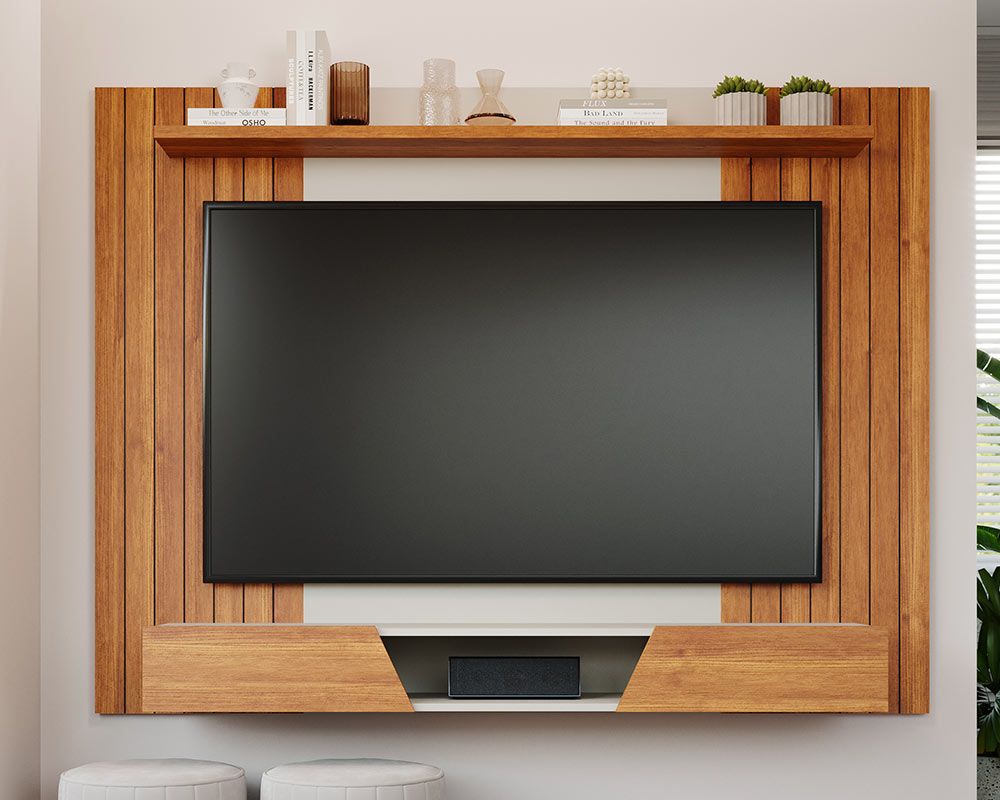 Painel Home p/ TV até 70 Pol Santiago 180cm Cinamomo/Off White Permóbili
