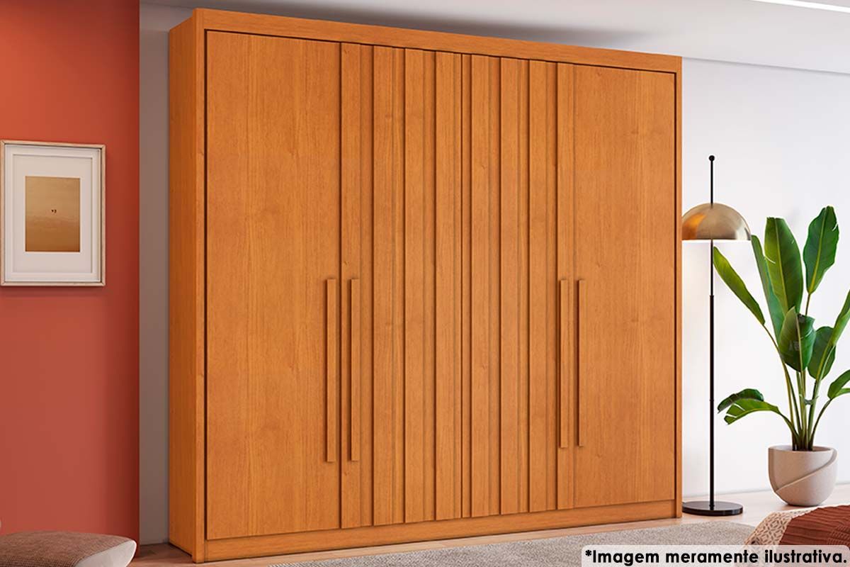 Guarda Roupa Solteiro 4 Portas (2 Ripadas) e 4 Gavetas Grécia Conquista