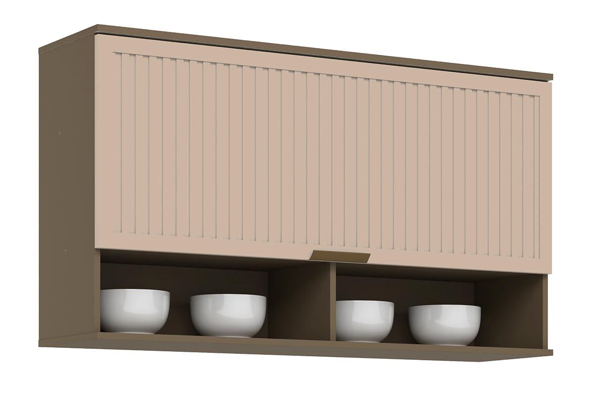 Armário Aéreo Cozinha Henn p/ Connect c/1 Porta Basculante Ripada 120cm