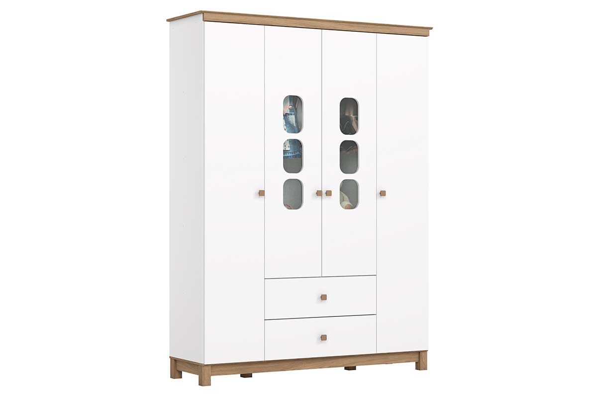 Guarda Roupa Infantil Aconchego c/4 Portas e 2 Gavetas Branco/Jequitiba Henn