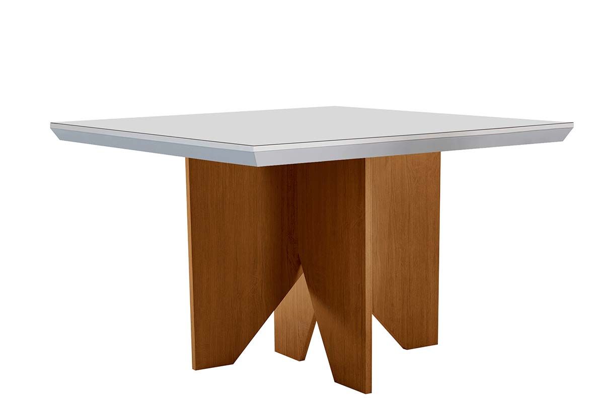 Mesa Jantar Nevada c/Tampo MDF/Vidro 90cm Rufato