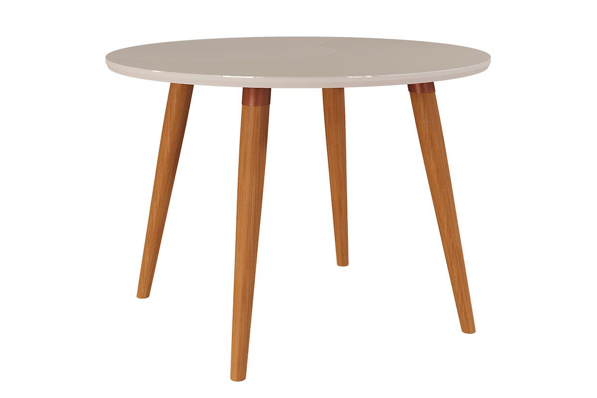 Mesa Jantar Dani Madeira Maciça c/Tampo Madeirado c/Vidro 109cm Carvalho/Off White Cimol