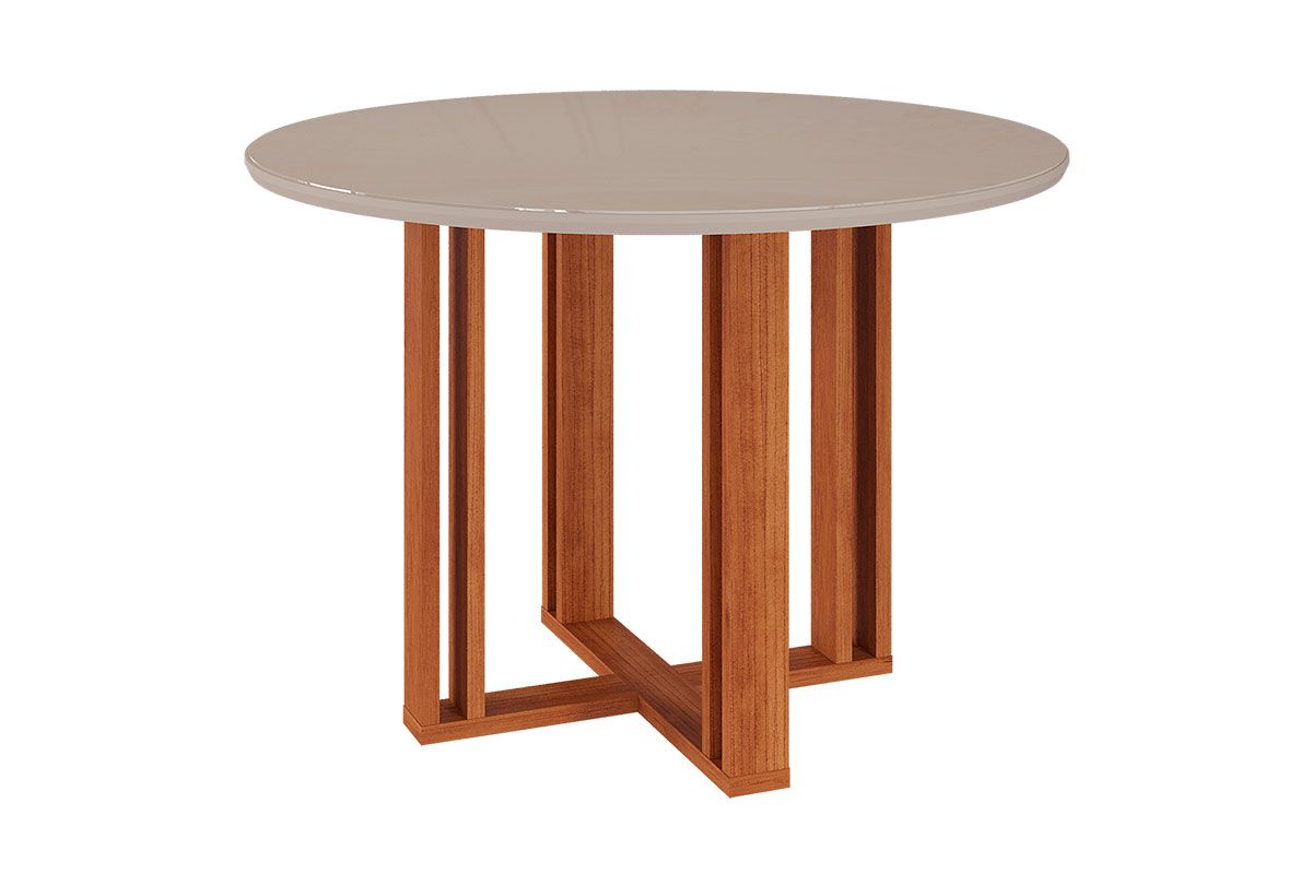 Mesa Jantar Flora c/Tampo Madeirado c/Vidro 109X109cm Cimol