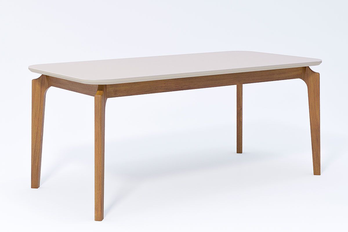 Mesa Jantar Ficus c/Tampo Madeirado c/Vidro 180cm Cimol