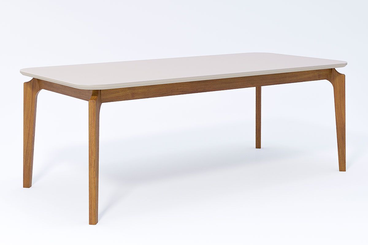 Mesa Jantar Ficus c/Tampo Madeirado Vidro 210x100cm Cimol